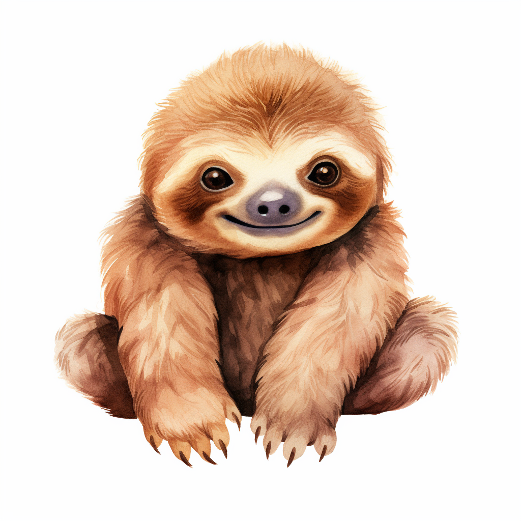 Cute Baby Sloth Smiling Warm Colors