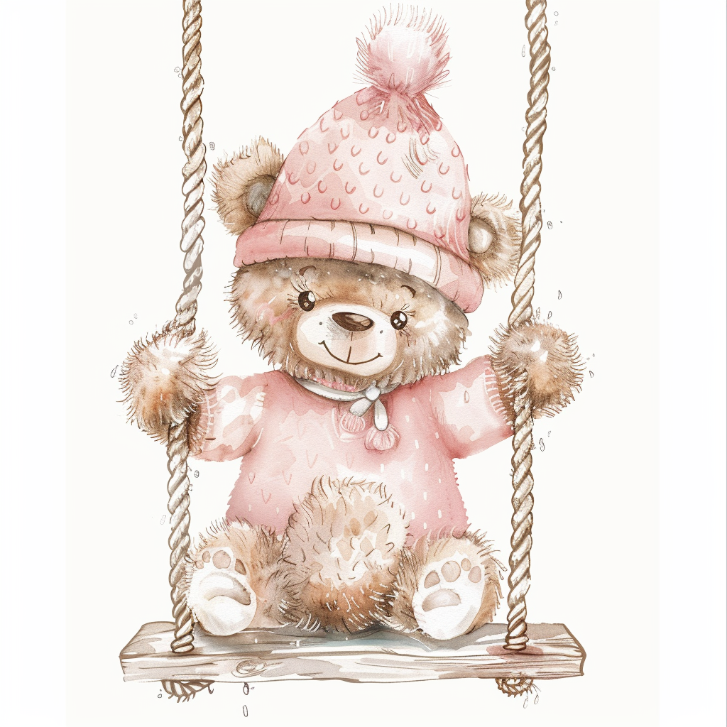 Cute Teddy Bear Swing Clipart