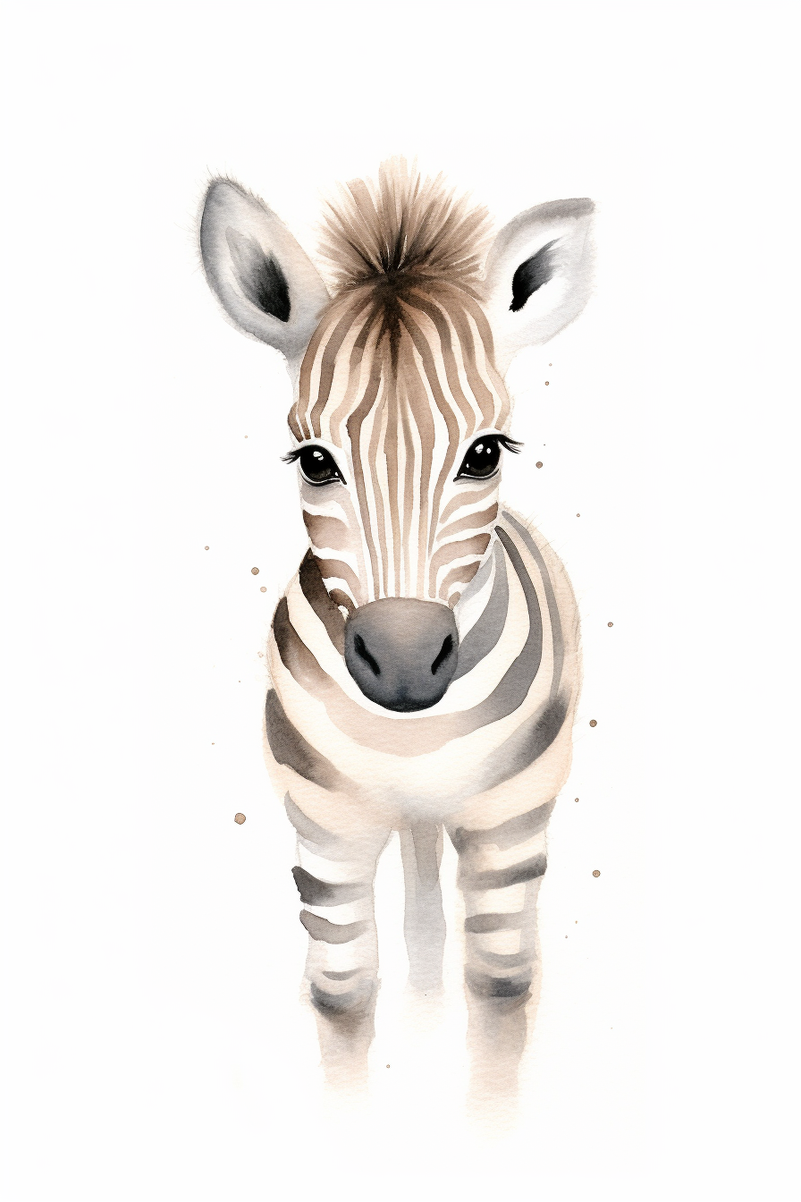 Cute baby zebra nursery art