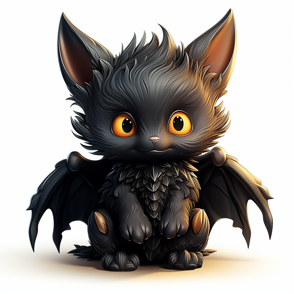 Highly detailed cute bat chibi clipart