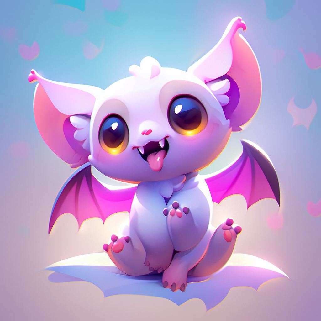 Cute Bat Illustration on Whimsy Background