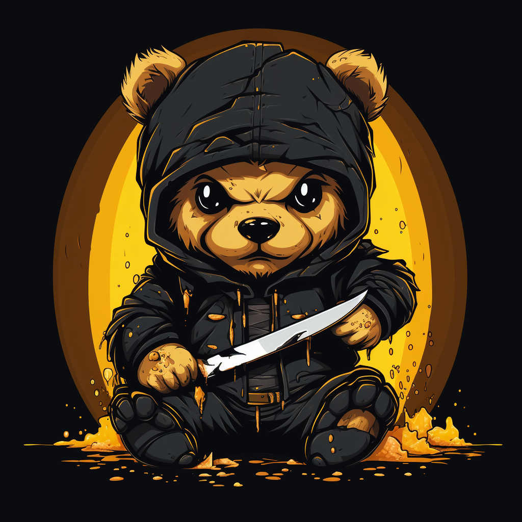 Illustration of a cute bear holding a knife