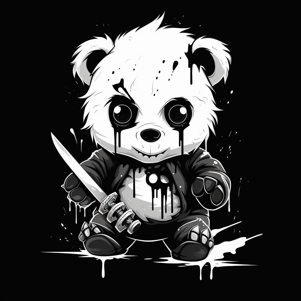 Illustration of a tired bear holding a knife