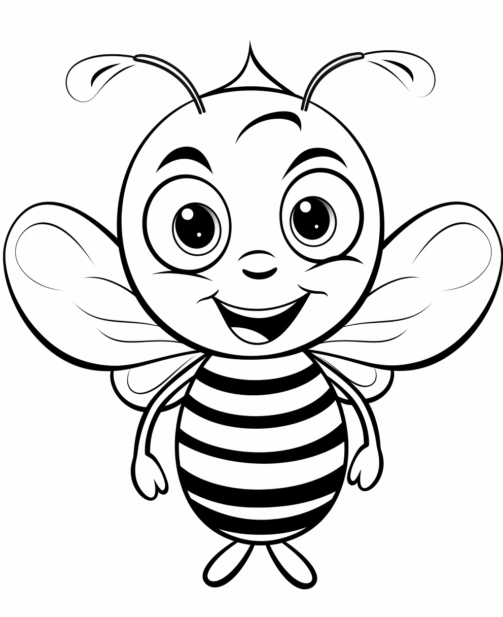 Cute bee coloring page for kids