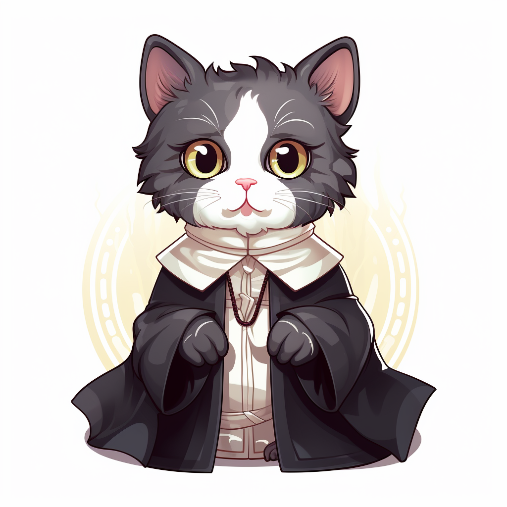 Cute cat in priest robes