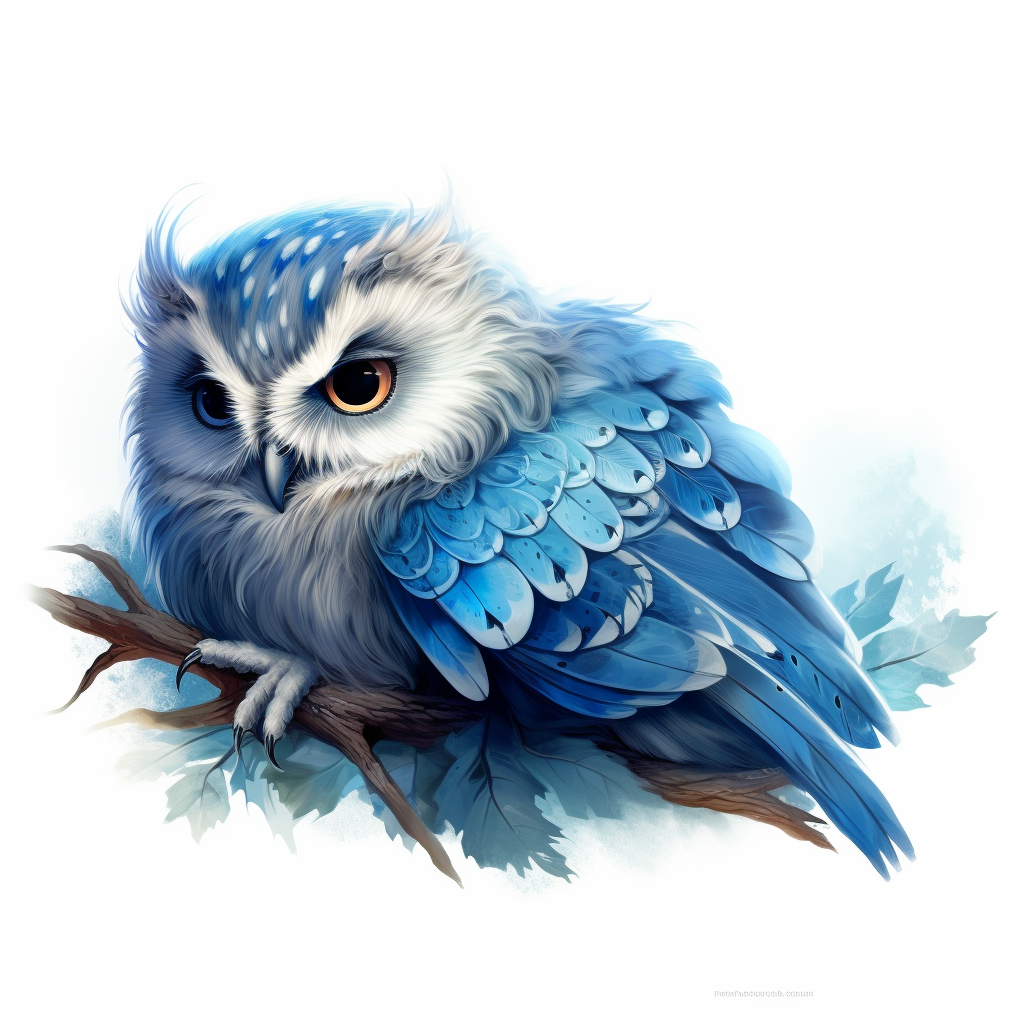 cute blue owl lying profile