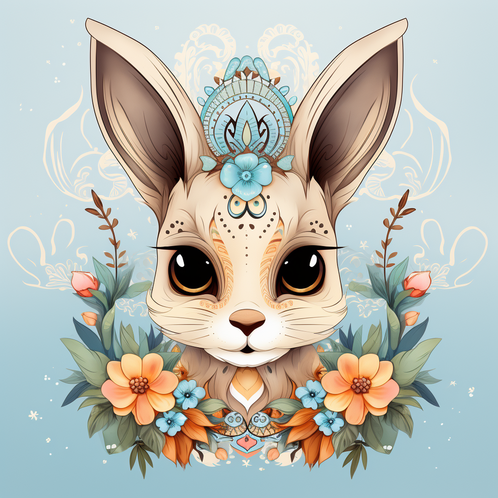 Cute Boho Easter Bunny Illustration