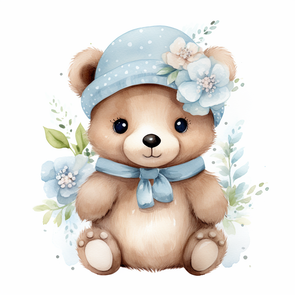 Cute Baby Bear Watercolor Clipart