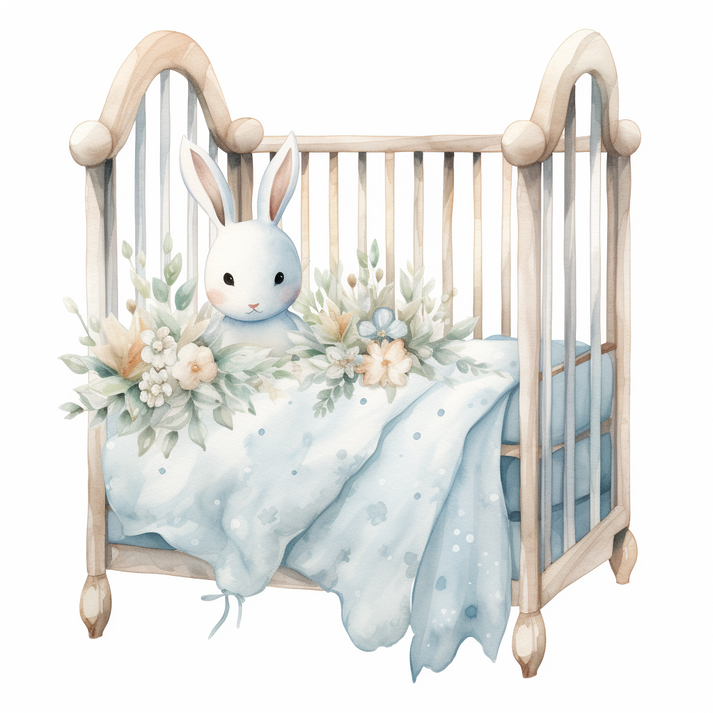 Cute Boho Baby Crib Bunny Watercolor