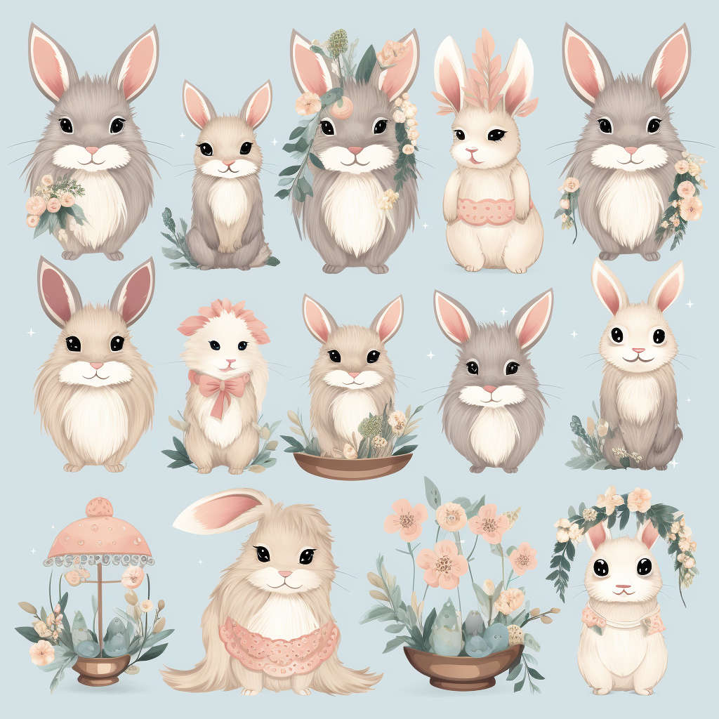 Cute Boho Easter Bunny Clipart