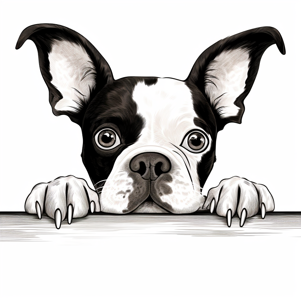 Cute Boston Terrier Dog Peeking