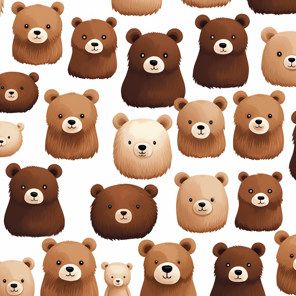 Cute brown bear pattern illustration