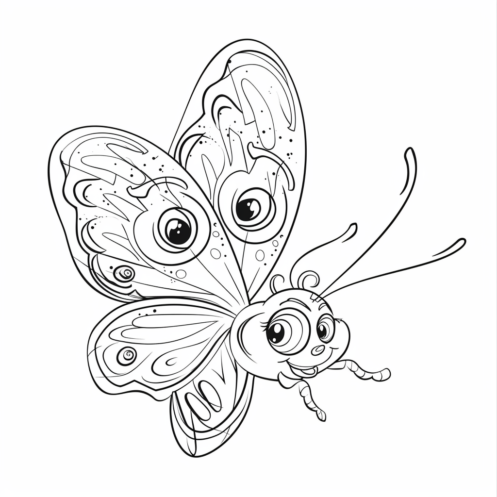 Cute white butterfly cartoon for kids