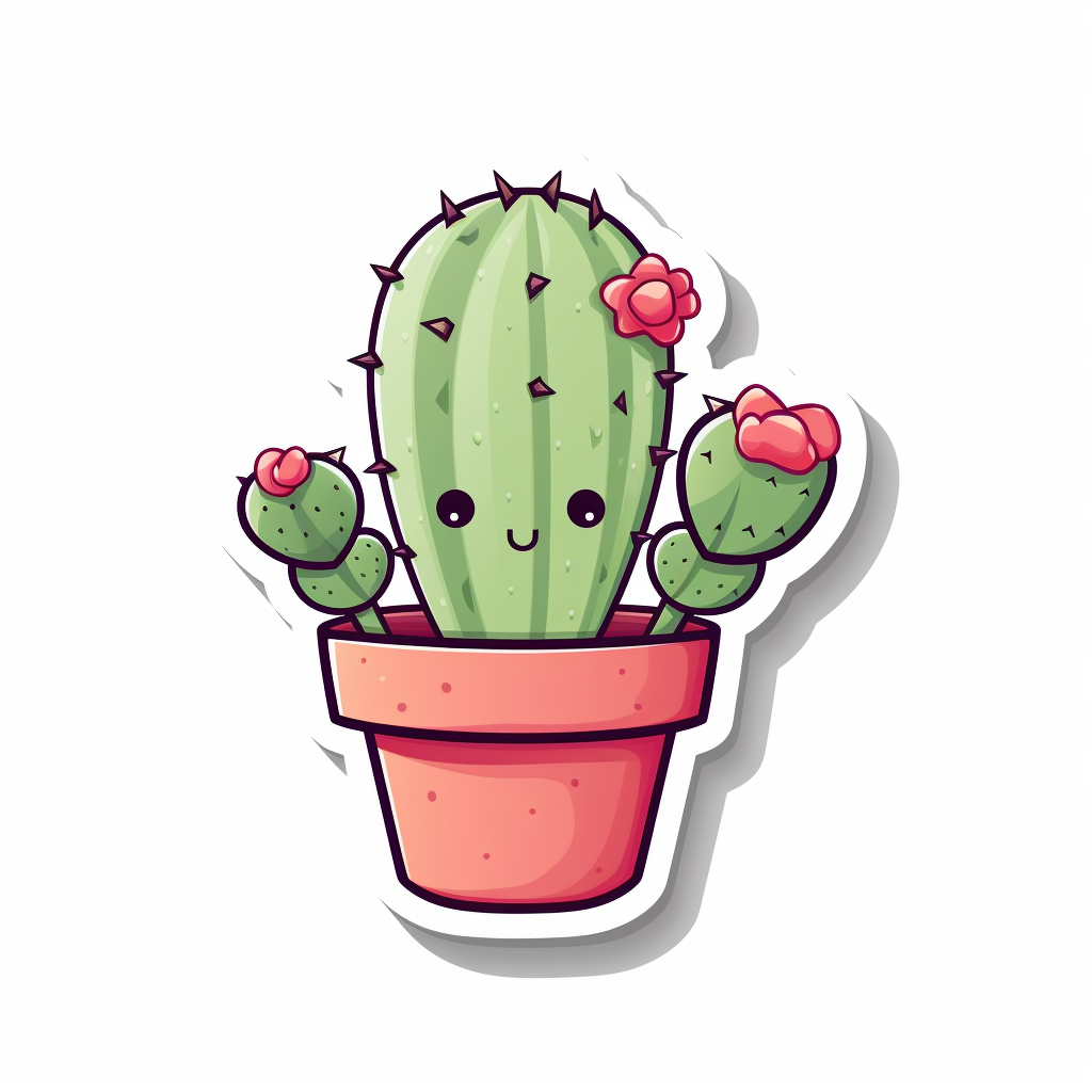 Cute cactus valentine sticker on white background