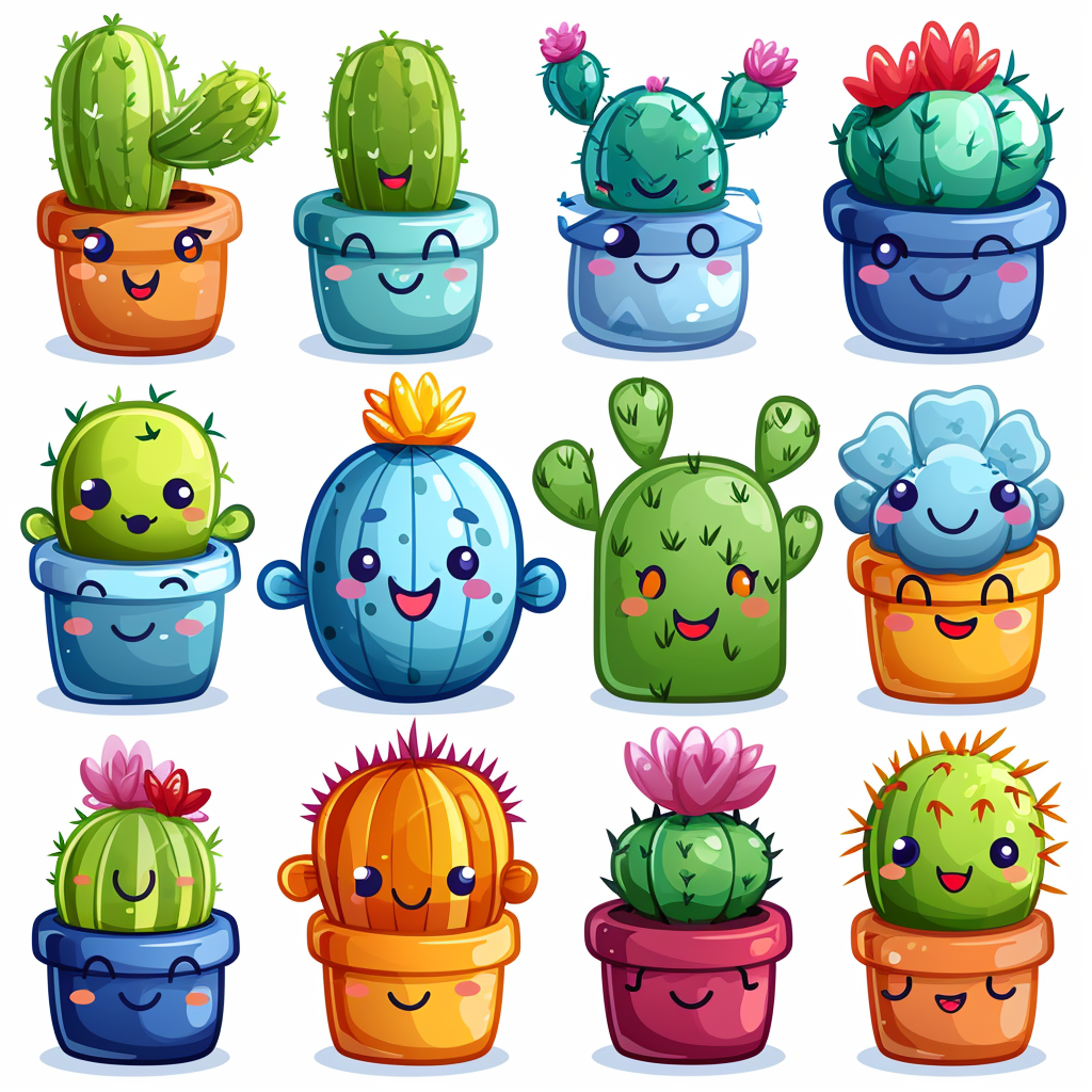 Cute cactus cartoon art style