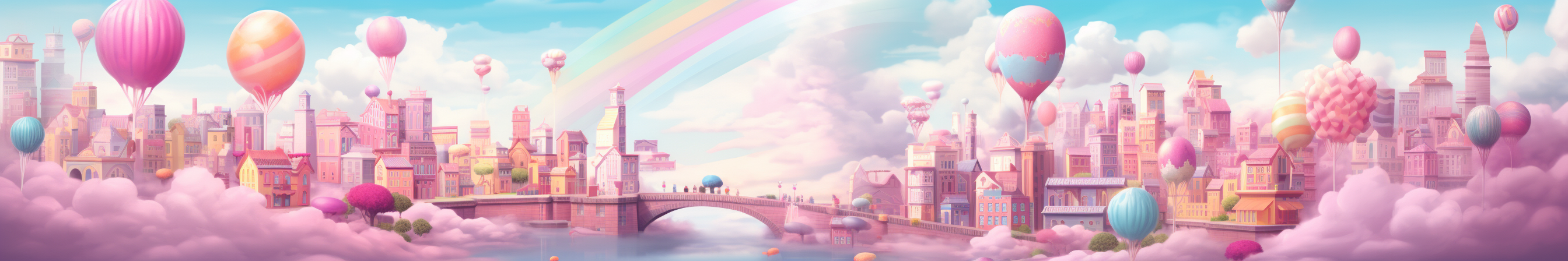 Colorful Steampunk City with Cute Candy Theme