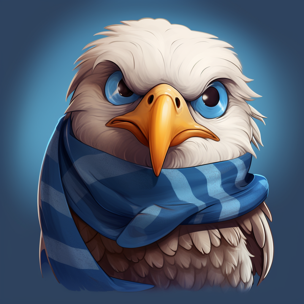 Cute Bald Eagle with Blue Scarf