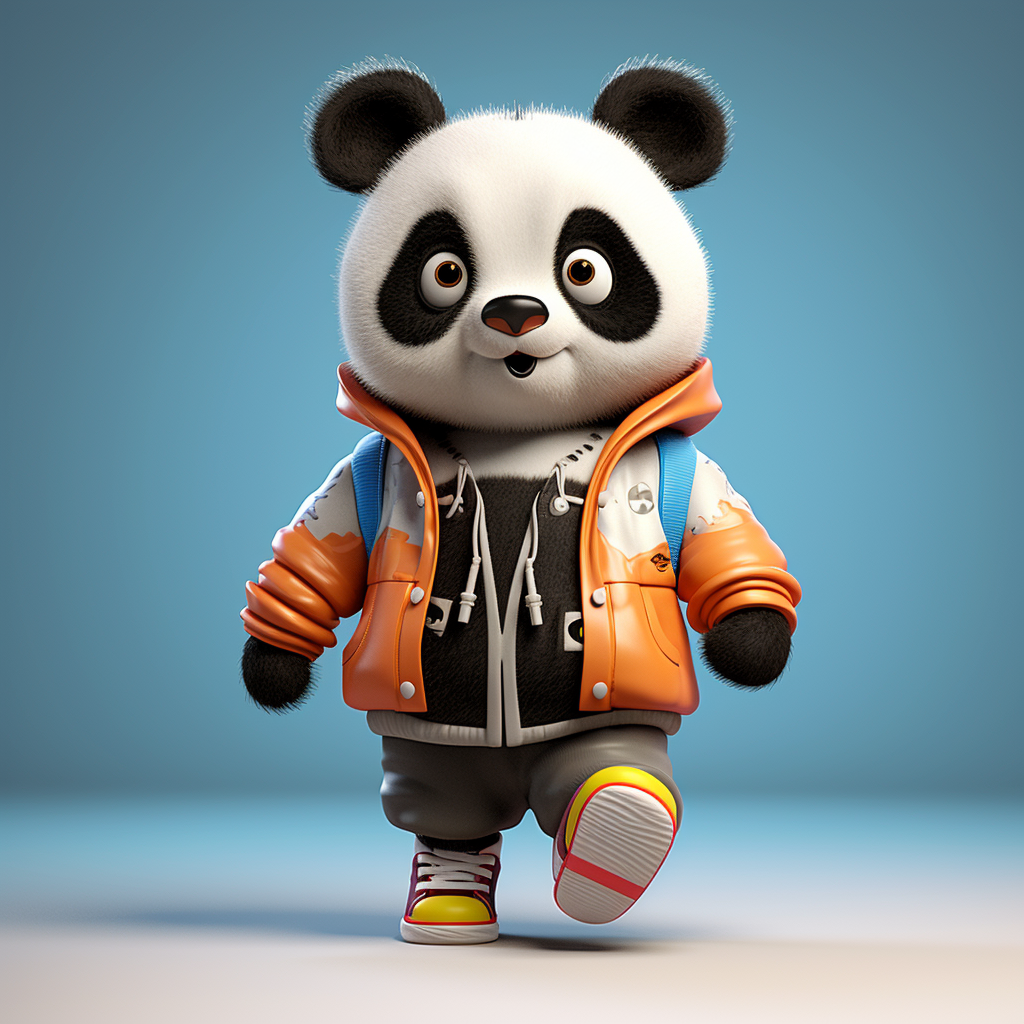 Cute panda with sneakers illustration