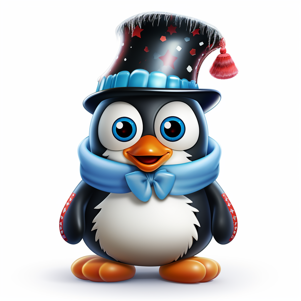 Adorable penguin wearing a fun hat