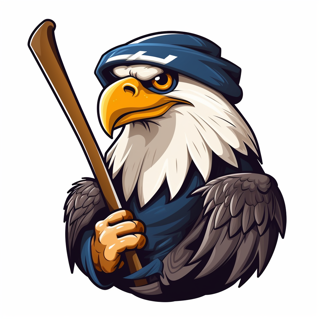 Cartoon eagle with sports logo