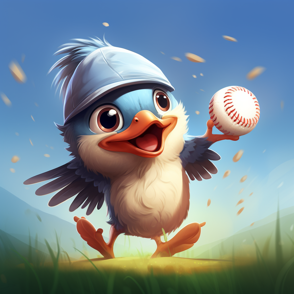 Bird Tossing Baseball Cartoon