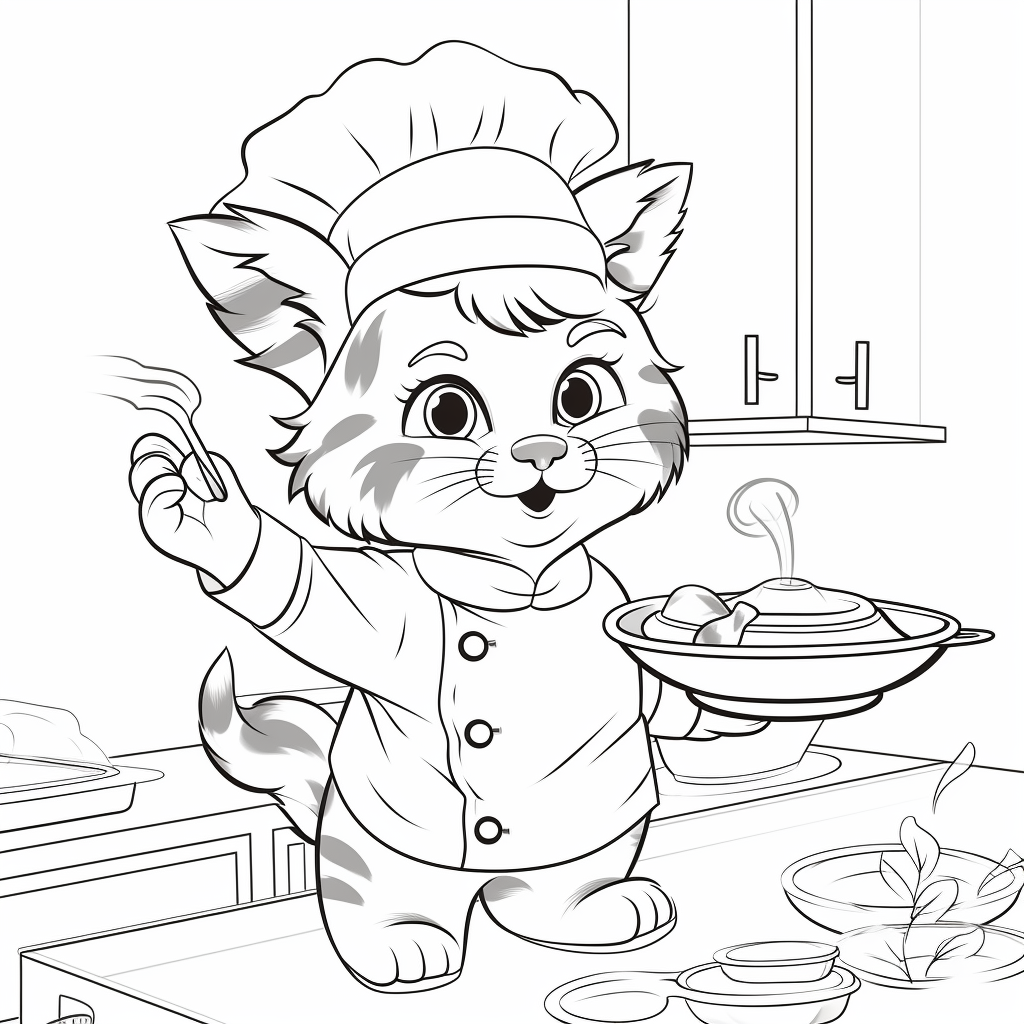 Adorable cat chef in the kitchen