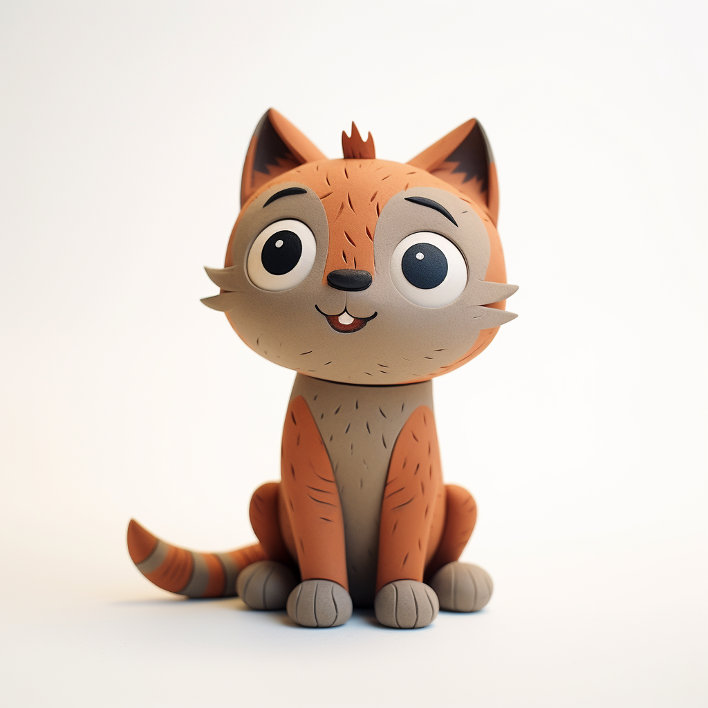 Cute cat claymation on white