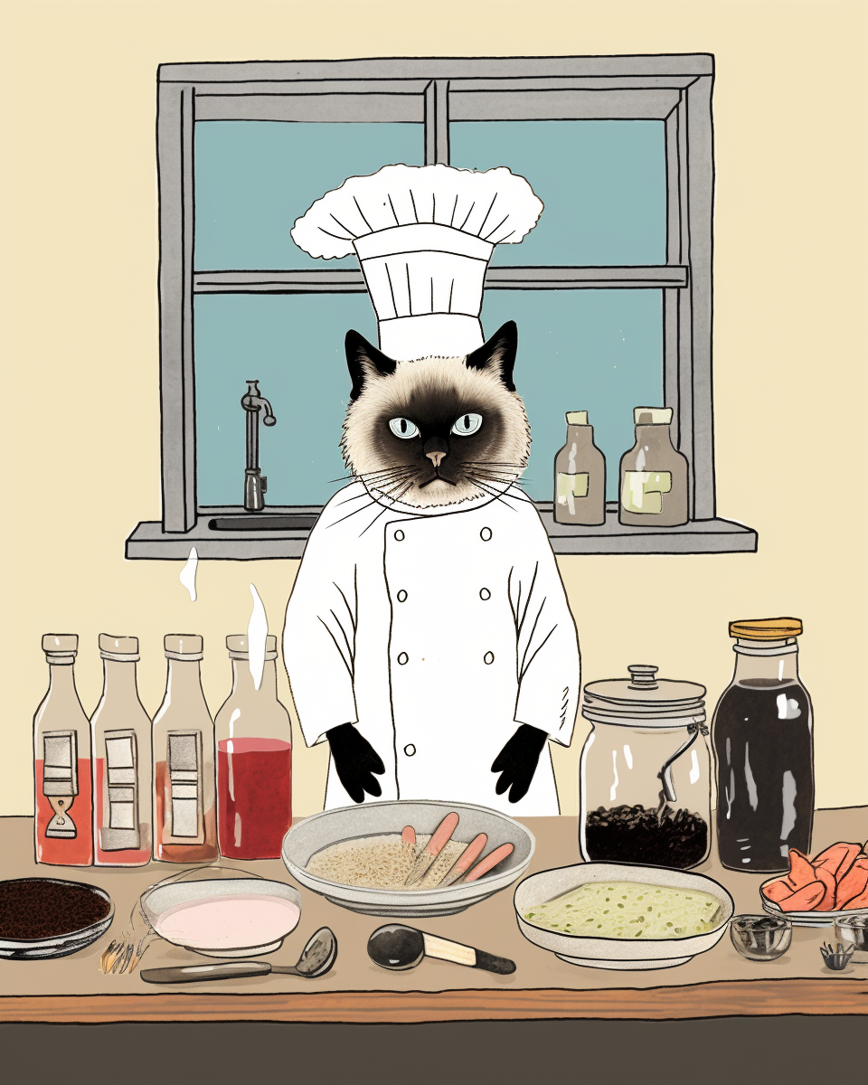 Cute cat culinary chef illustration