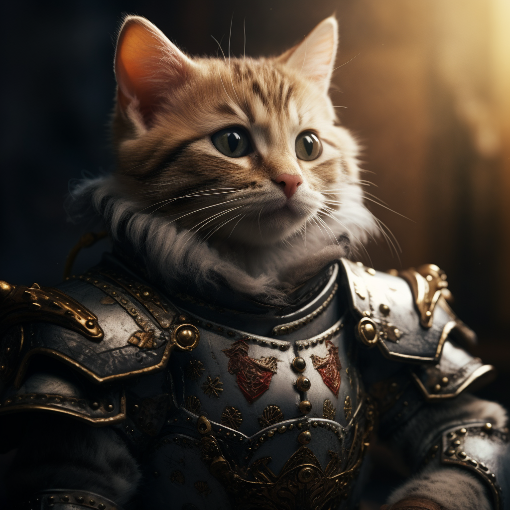 Cat dressed in knight armor