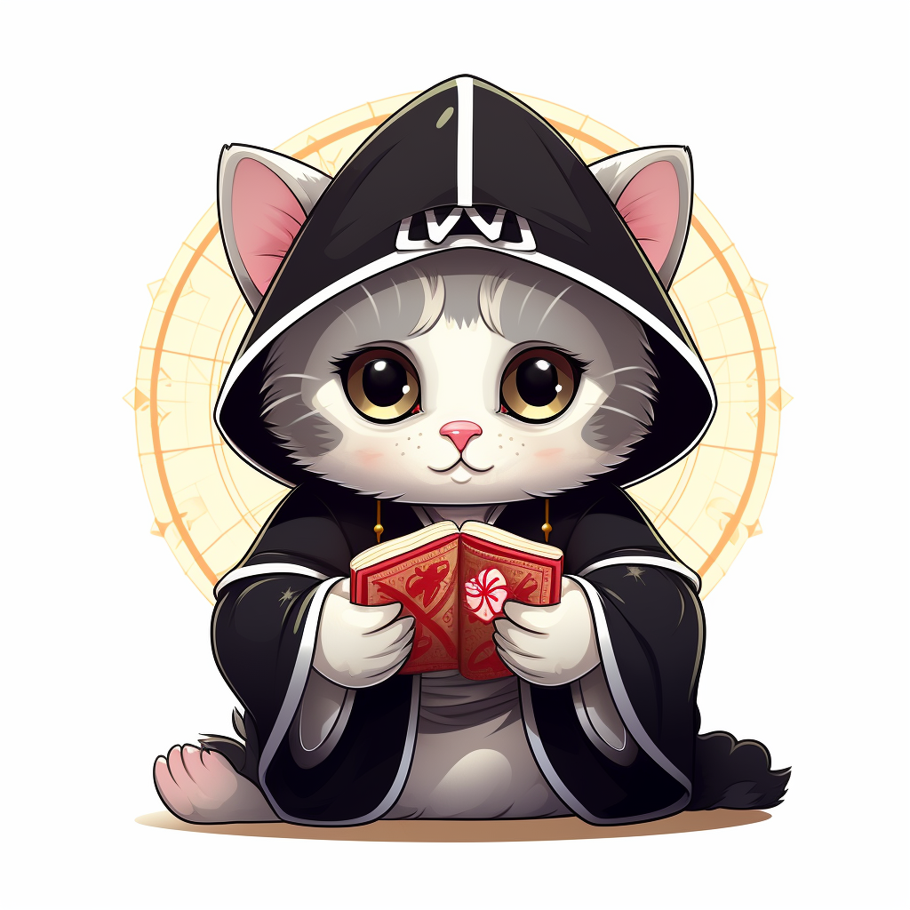 Cute cat nun praying with pizza sticker