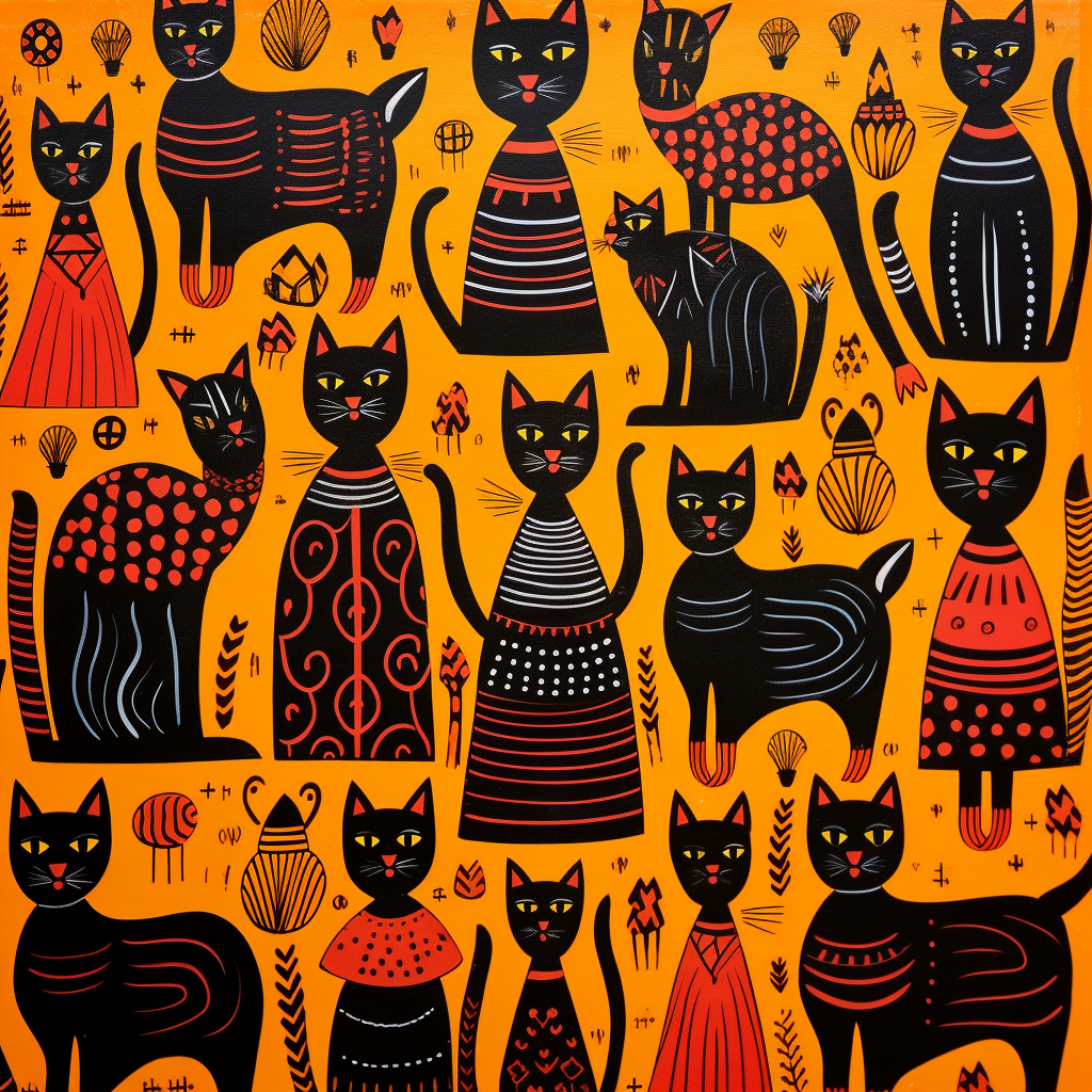 Cute cat pattern single woman wax vlisco