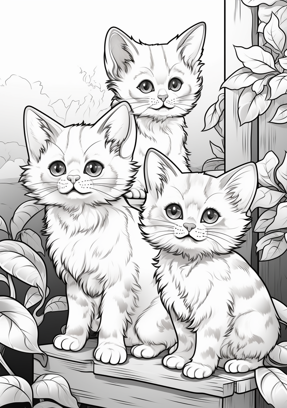 Cute cats coloring page