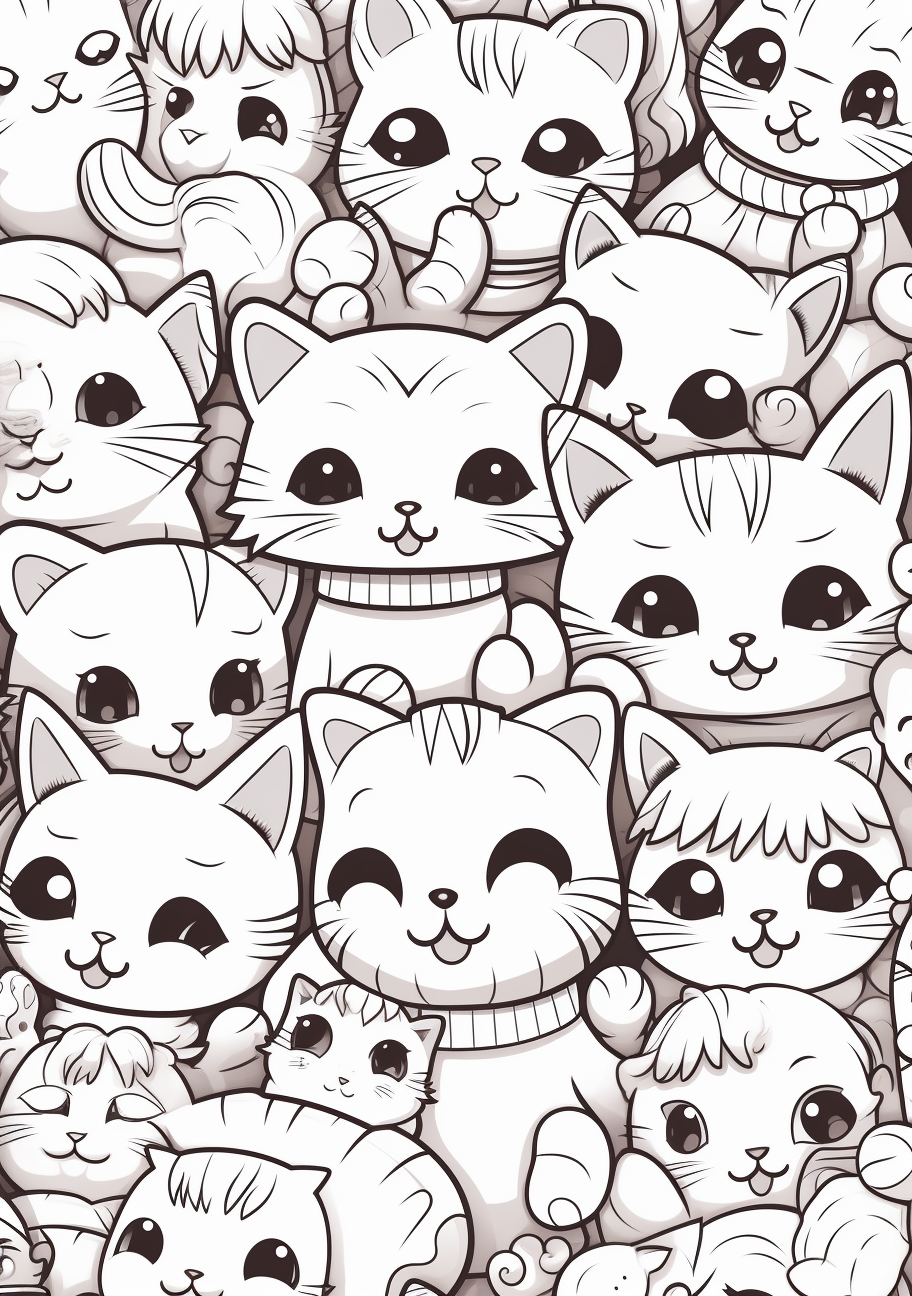 Colouring page of cute cats