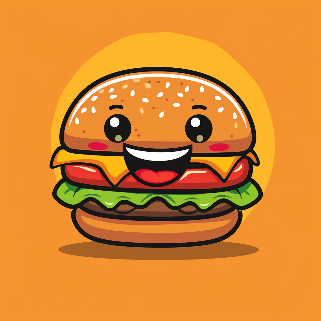 Cute character burger retro style art mascot logo