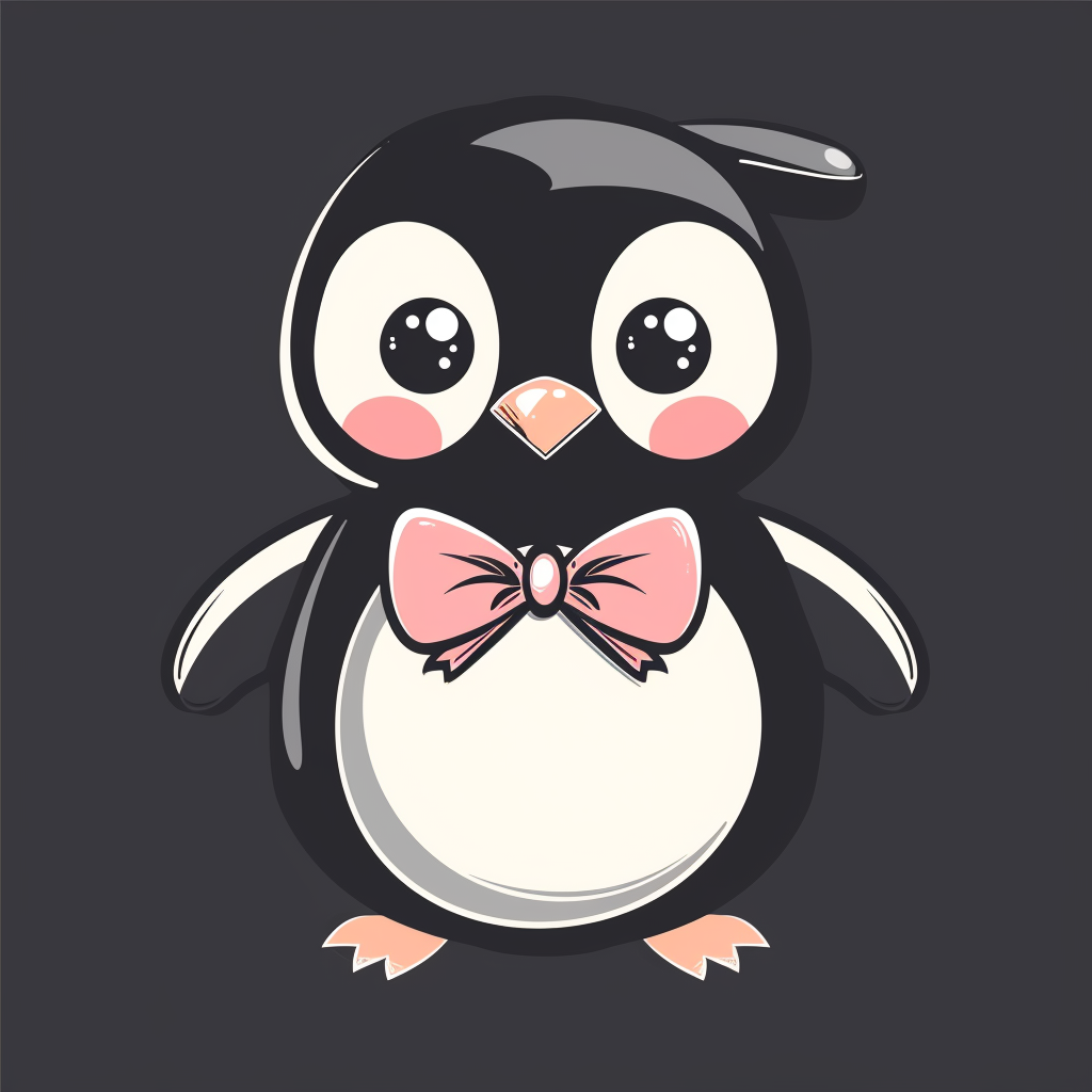 Cute penguin character in retro style