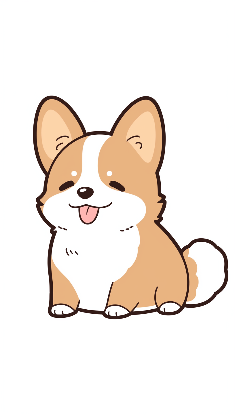 Adorable chibi corgy on white background