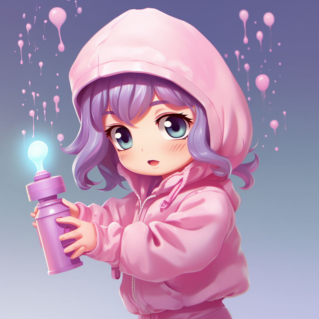 Cute anime girl spraying water gun