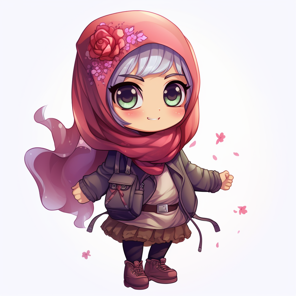 Adorable chibi hijab girl artwork