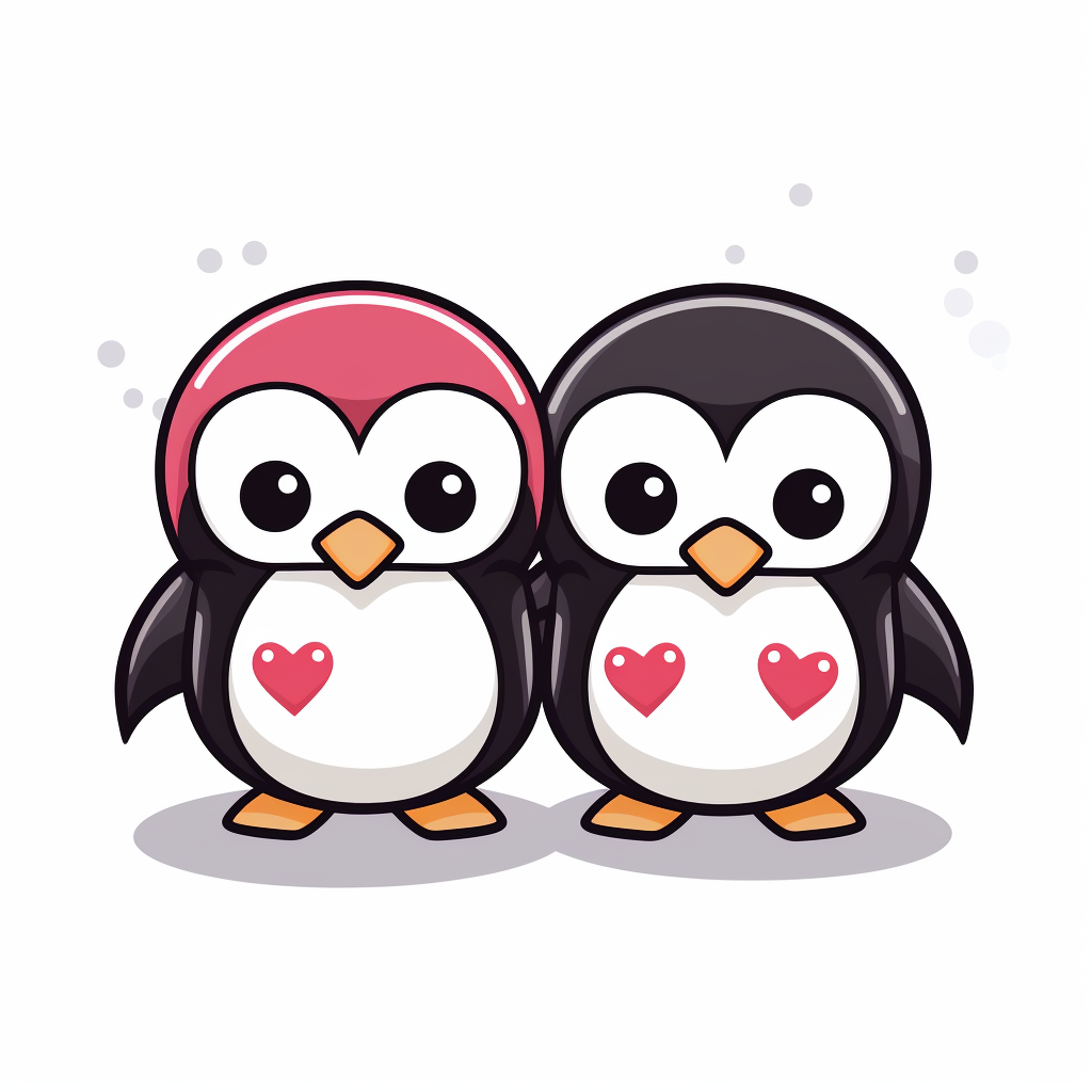 Cute Chibi Penguins Valentine Image