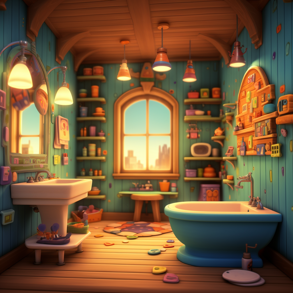 Adorable cartoon bathroom for kids