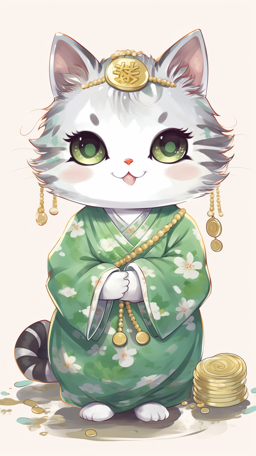 Cute Chinese cat with Hanfu attire