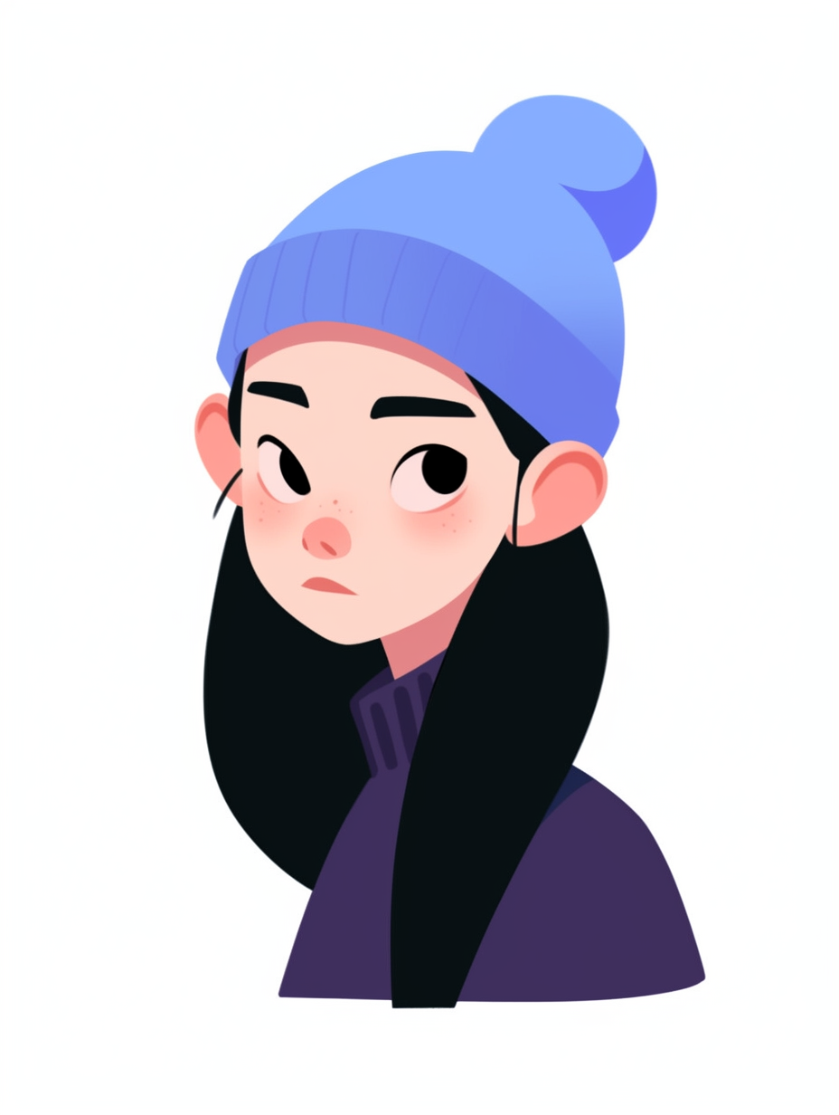 Minimalist cartoon illustration of a Chinese girl