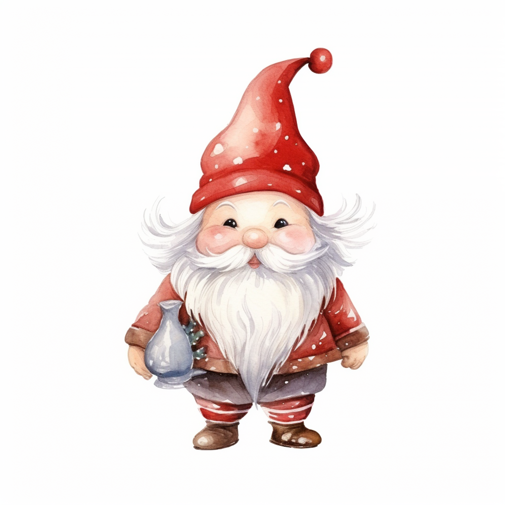 Cute Christmas gnome on white background