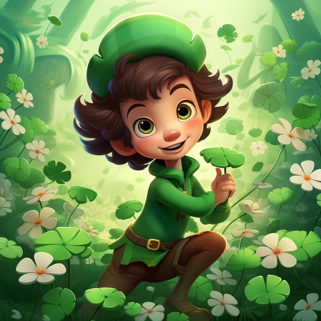 Cute clovers for kids in Disney cartoon style