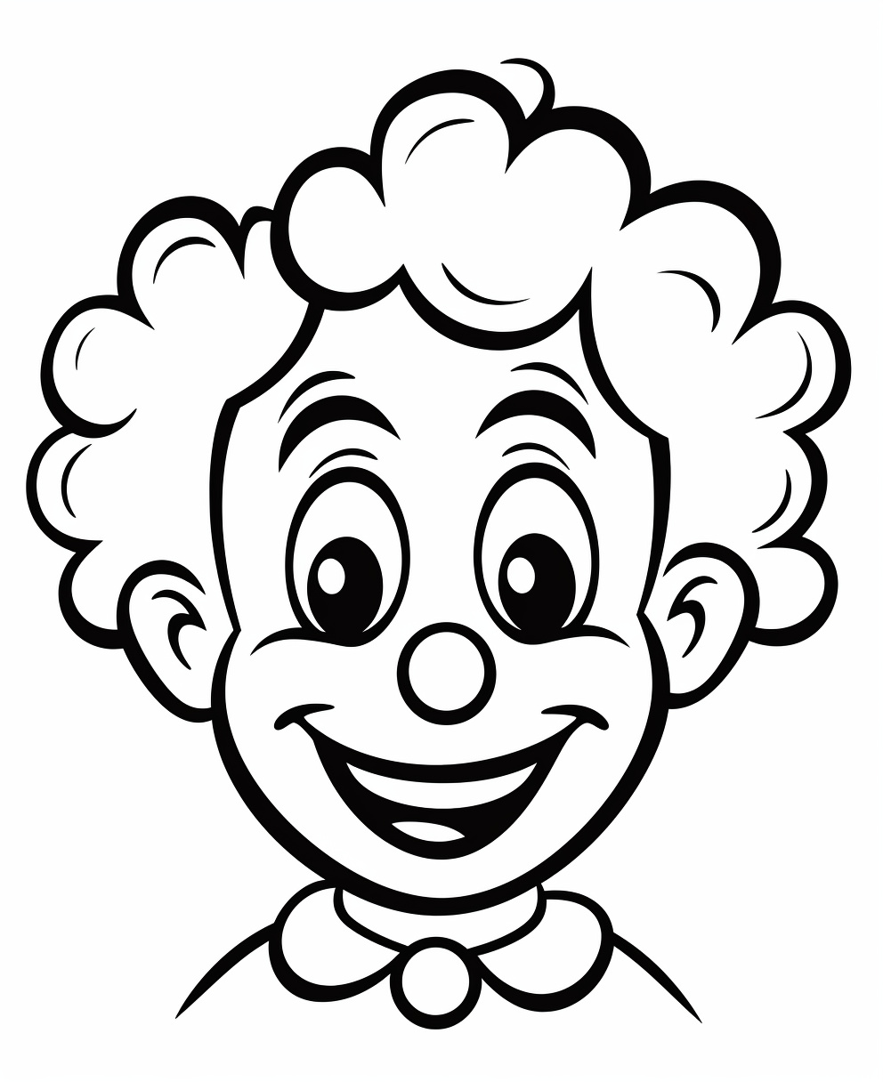 Cute happy clown face coloring page