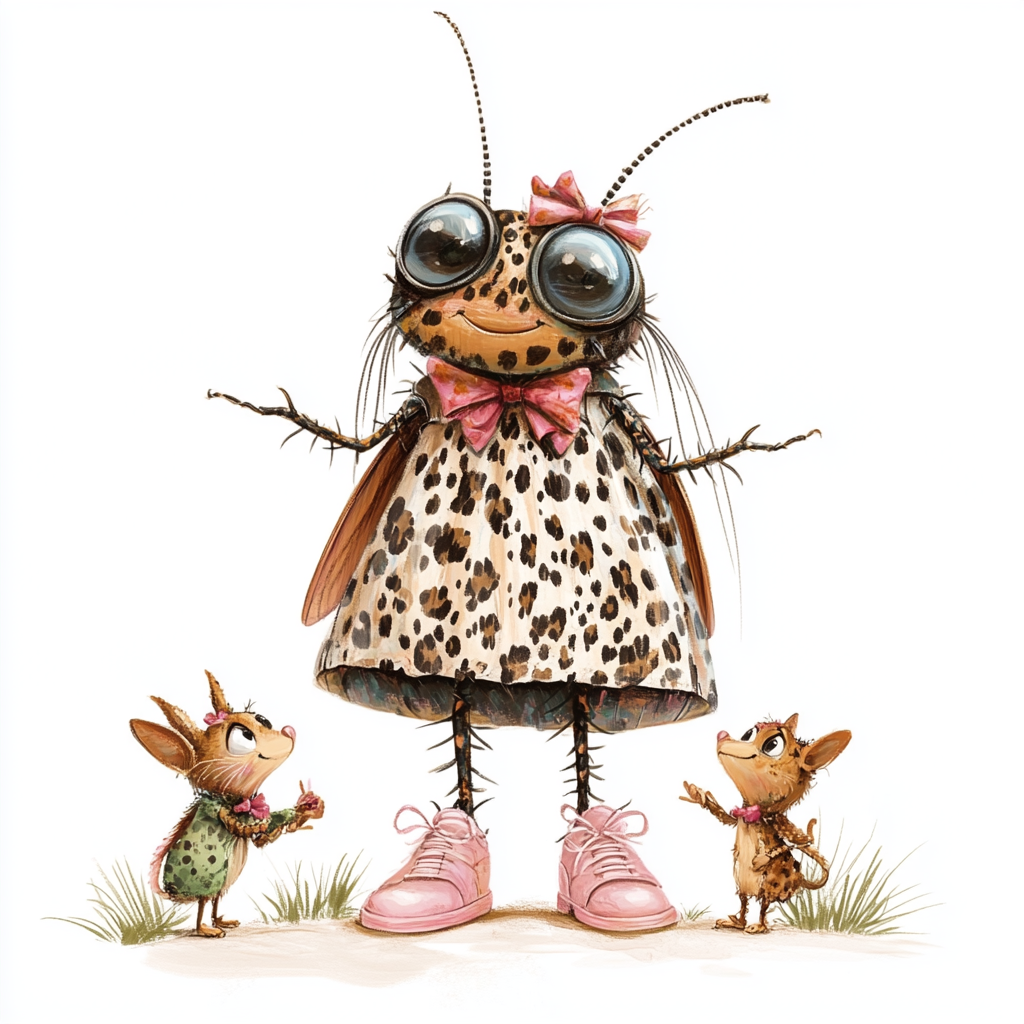 Cheerful cockroach in animal dress