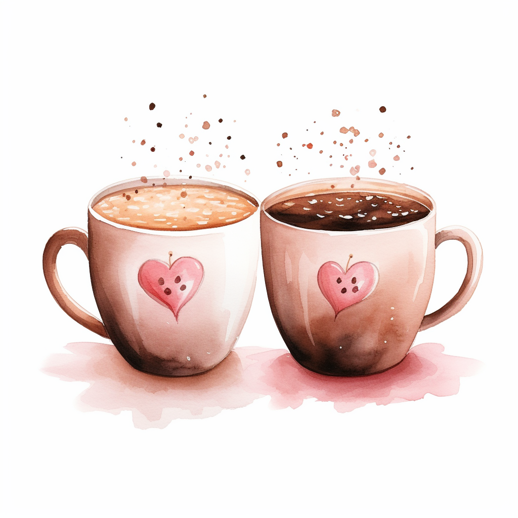 Cute coffees Valentine's Day gifts watercolor