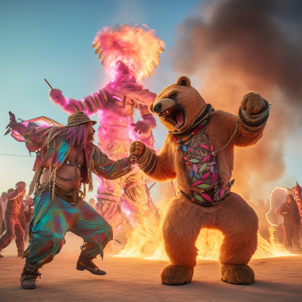 Adults in Cute Bear Costumes Dancing