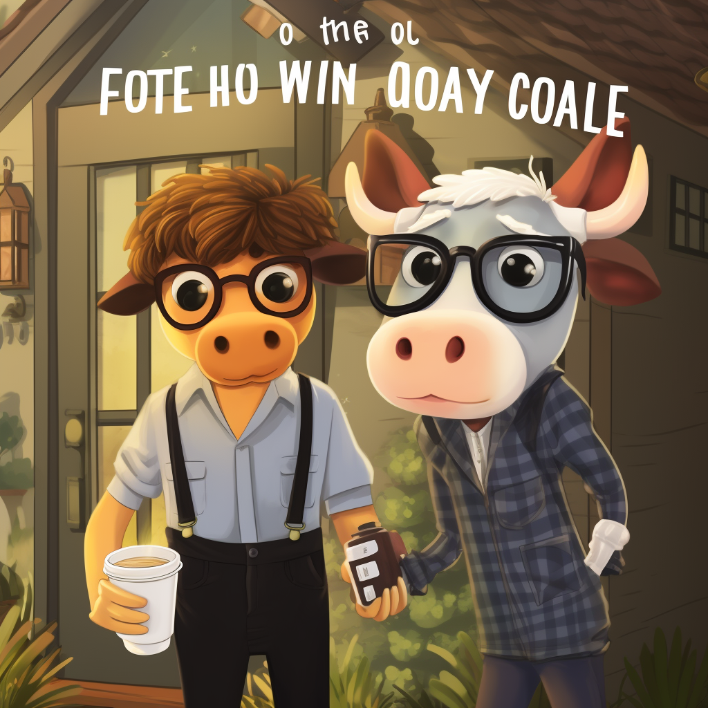 Funny cartoon cows on a romance novel cover