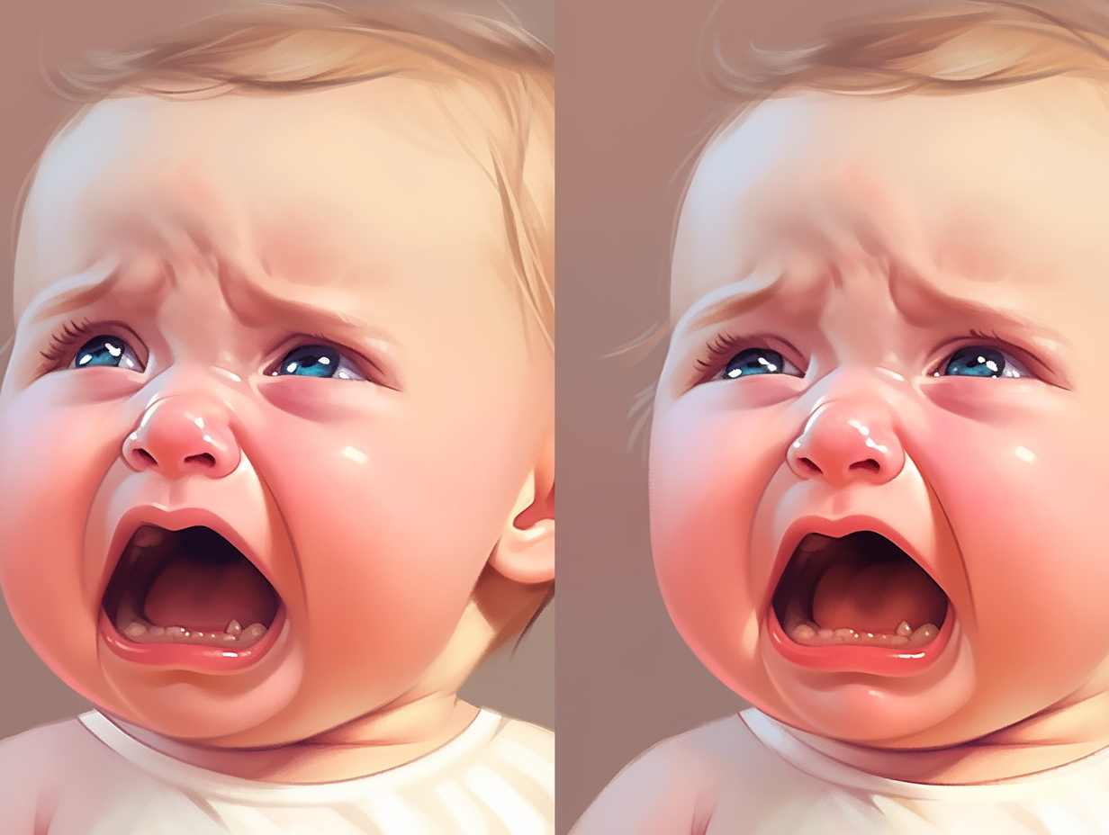 Cute crying baby with tears